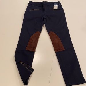 Ralph Lauren navy pants with suede patches size 10 NWT